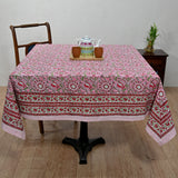 Cotton Table Cover Pink Red Anar Jaal Block Print 3 (6689274167395)