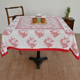Cotton Table Cover Red Pink Jaal Block Print 2 (6691625205859)