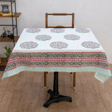 Cotton Table Cover Pink Green Guldasta Block Print 2 (6692729192547)