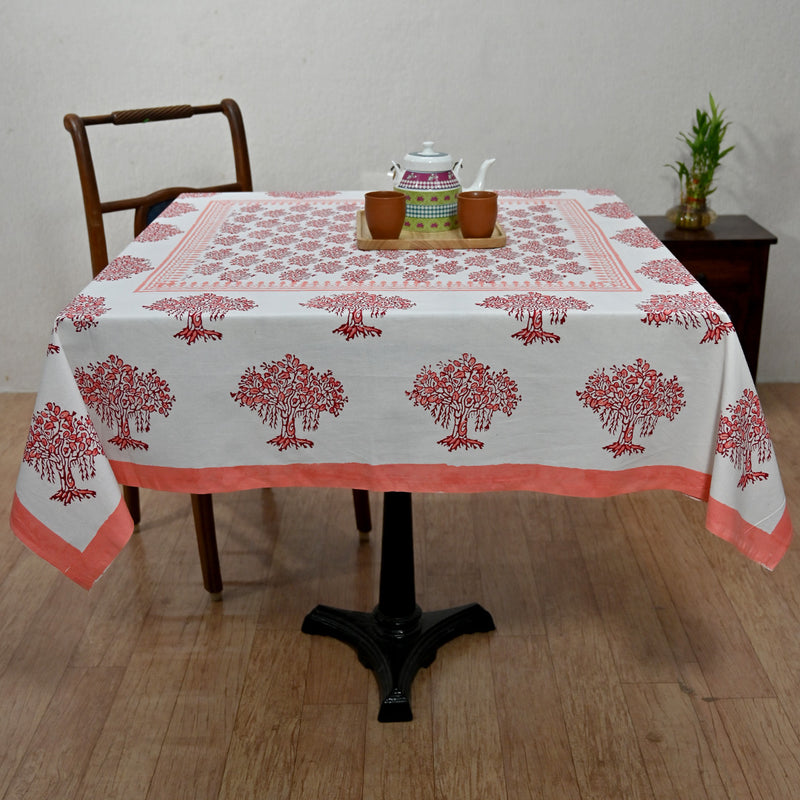 Cotton Table Cover Orange Tree Block Print 3 (6691625631843)