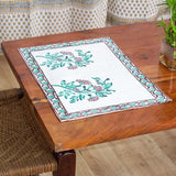 Canvas Table Mat Light Green Flower Stem Block Print (6595517513827)