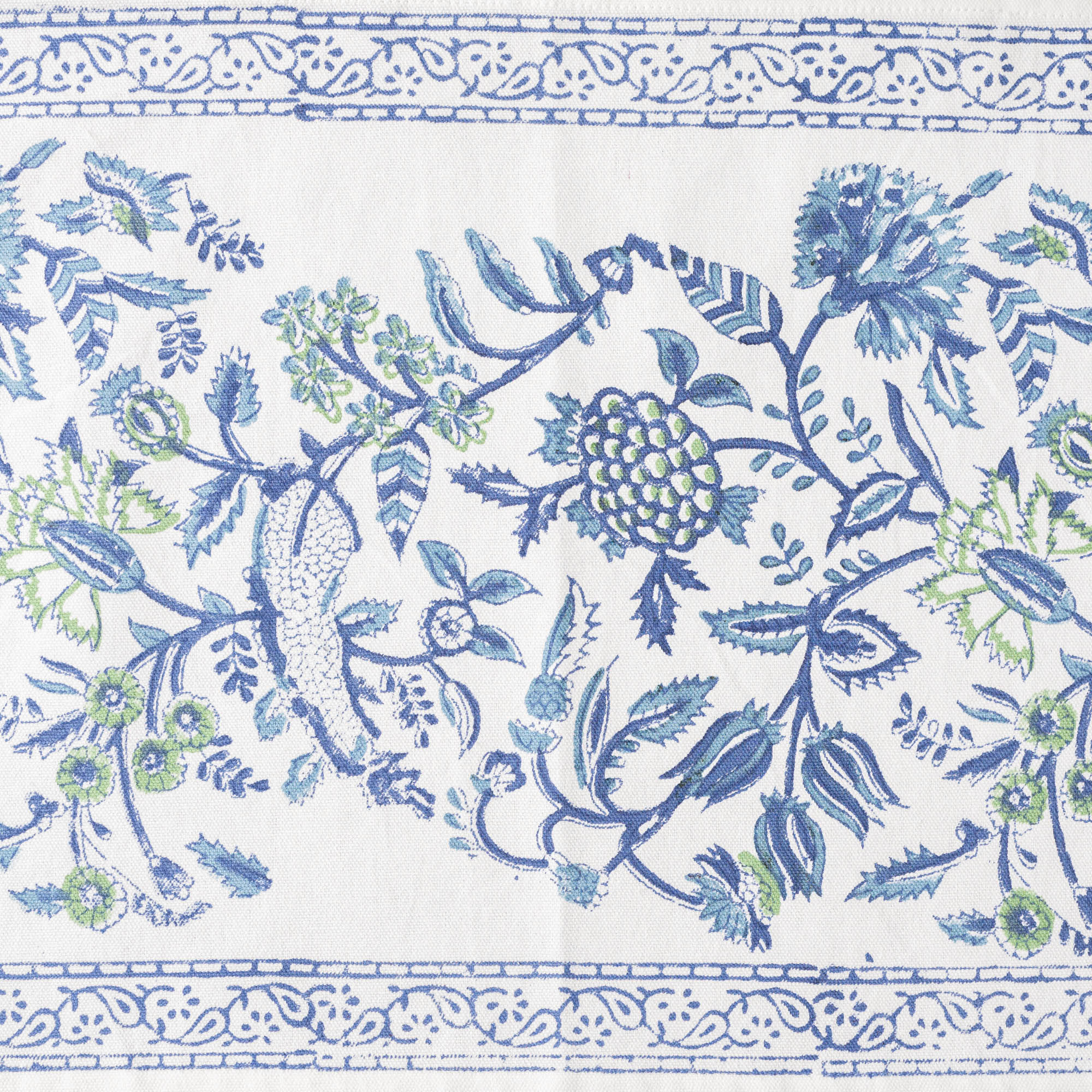 Canvas Table Mat and Napkin Set Blue Green Jaal Block Print 1 (6744322113635)