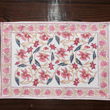 Canvas Table Mat and Napkin Set Yellow Pink Jaal Block Print 1 (6756773199971)