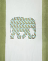 Canvas Table Runner Green Elephant Block Print 1 (6802544296035)