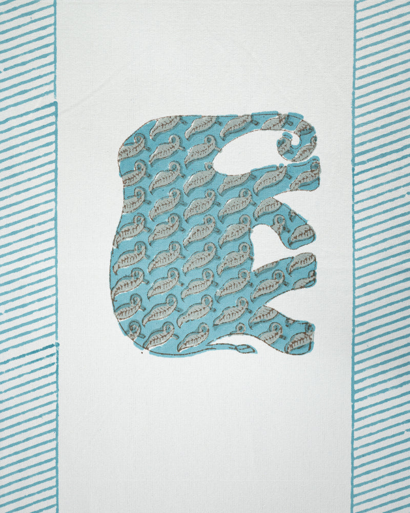 Canvas Table Runner Blue Elephant Block Print 1 (6802544361571)