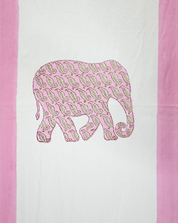Canvas Table Runner Pink Elephant Block Print (6802544427107)