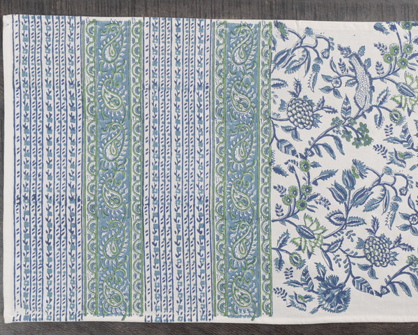 Canvas Table Runner Blue Green Jaal Block Print 1 (6744323457123)