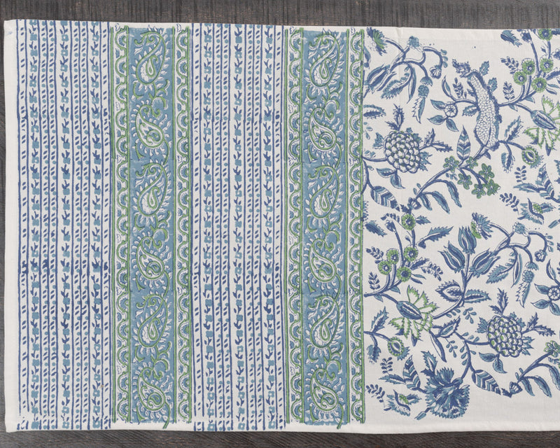 Canvas Table Runner Blue Green Jaal Block Print 1 (6744323457123)