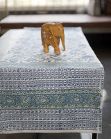Canvas Table Runner Blue Green Jaal Block Print (6744323457123)