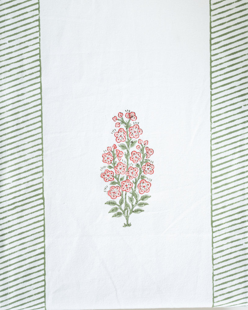 Canvas Table Runner Pink Green Floral Boota Block Print 1 (6802544492643)