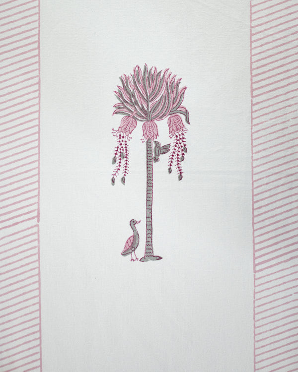 Canvas Table Runner Pink Green Tree Motifs Block Print 1 (6802544754787)