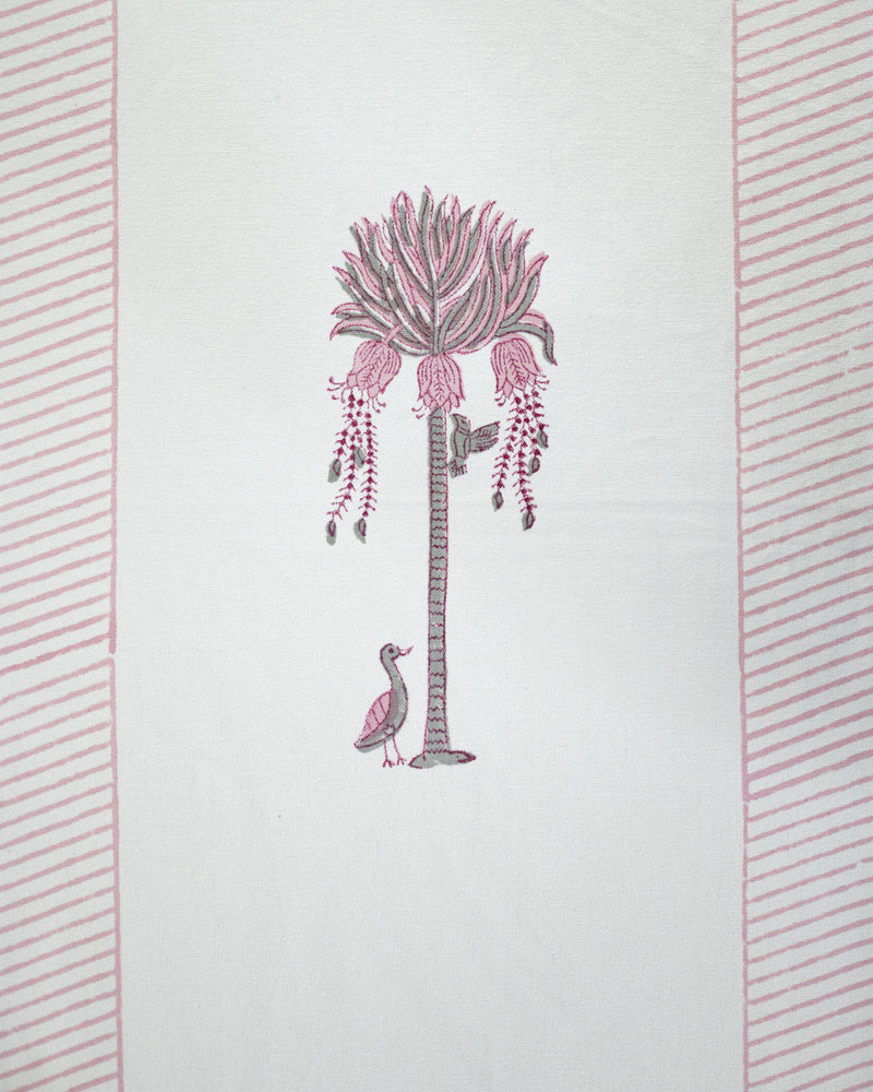 Canvas Table Runner Pink Green Tree Motifs Block Print 1 (6802544754787)