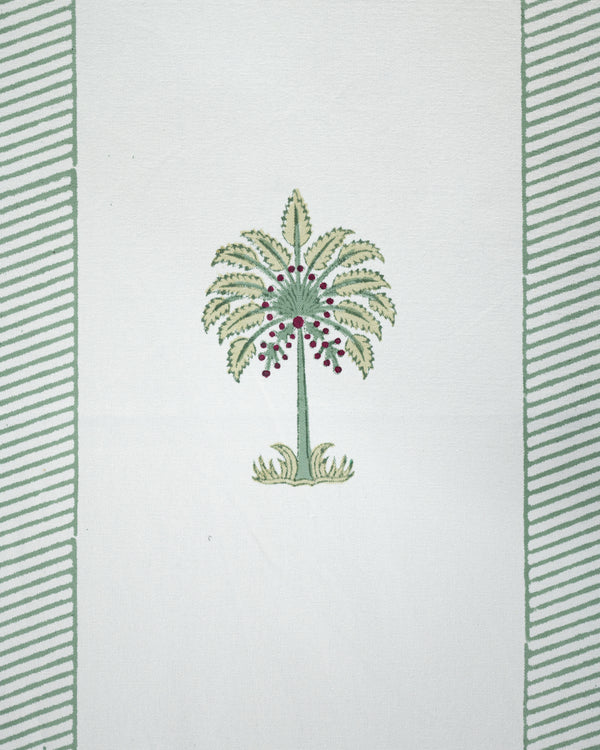 Canvas Table Runner Green Tree Block Print (6802544787555)