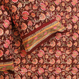 Cotton King Size Bed Sheet Maroon Pink Floral Block Print 1 (4175938617443)