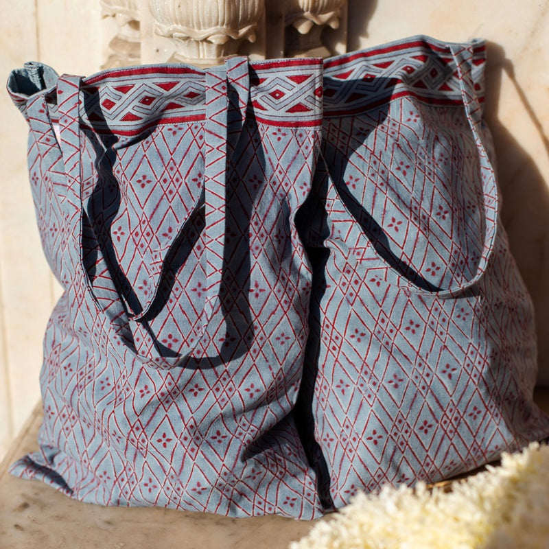 Geometric Hand Block Printed Shopping Bag