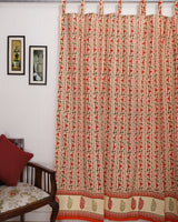 Fine Cotton Curtains Orange Bel Block Print (4776659583075)