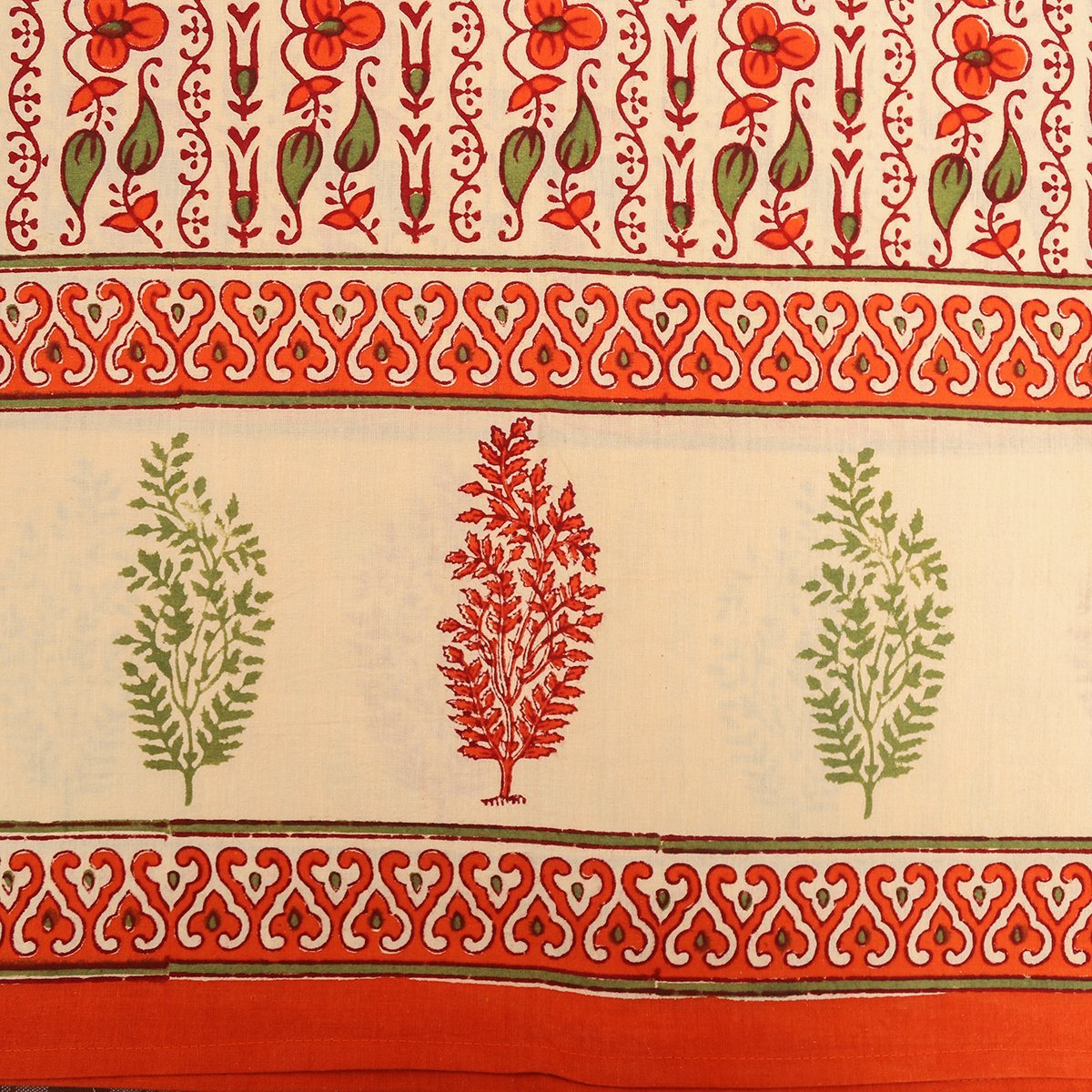 Fine Cotton Curtains Orange Bel Block Print 1 (4776659583075)