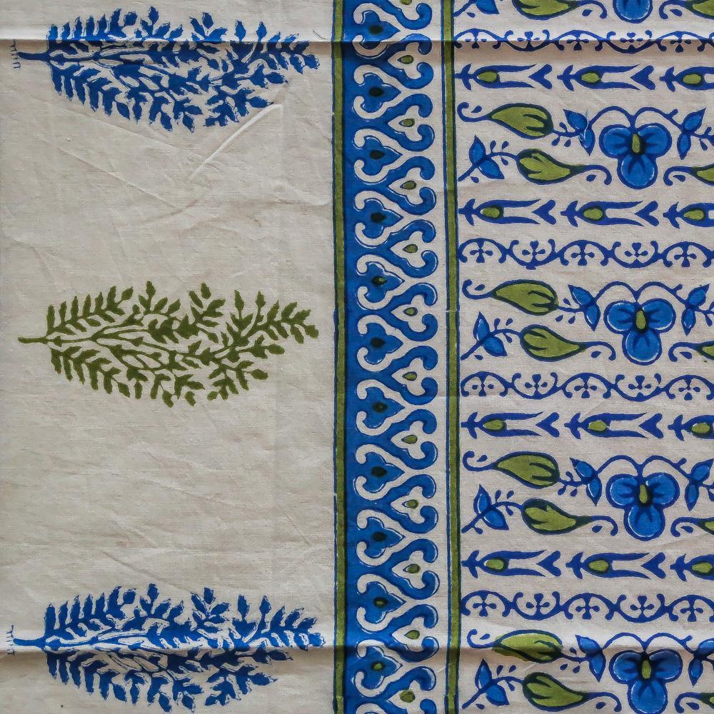 Cotton Curtains White Blue Bel Block Print 2 (4776659615843)