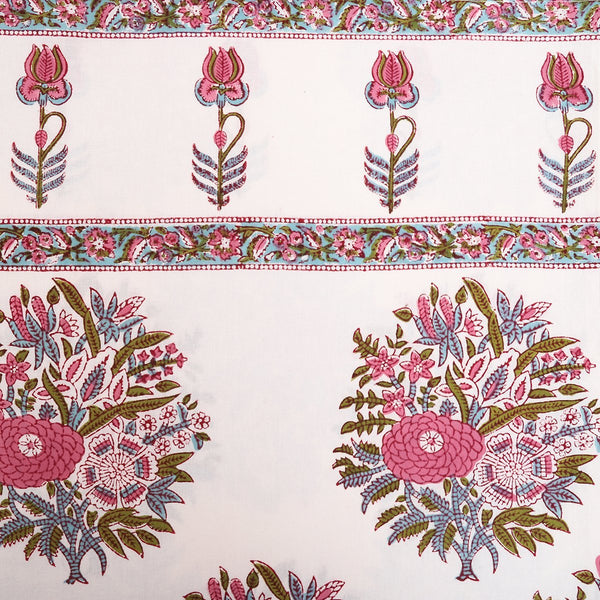 Fine Cotton Curtain White Pink Guldasta Block Print 1 (4776660172899)
