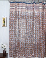 Fine Cotton Curtains Grey Brown Floral Jaal Block Print (4776660435043)