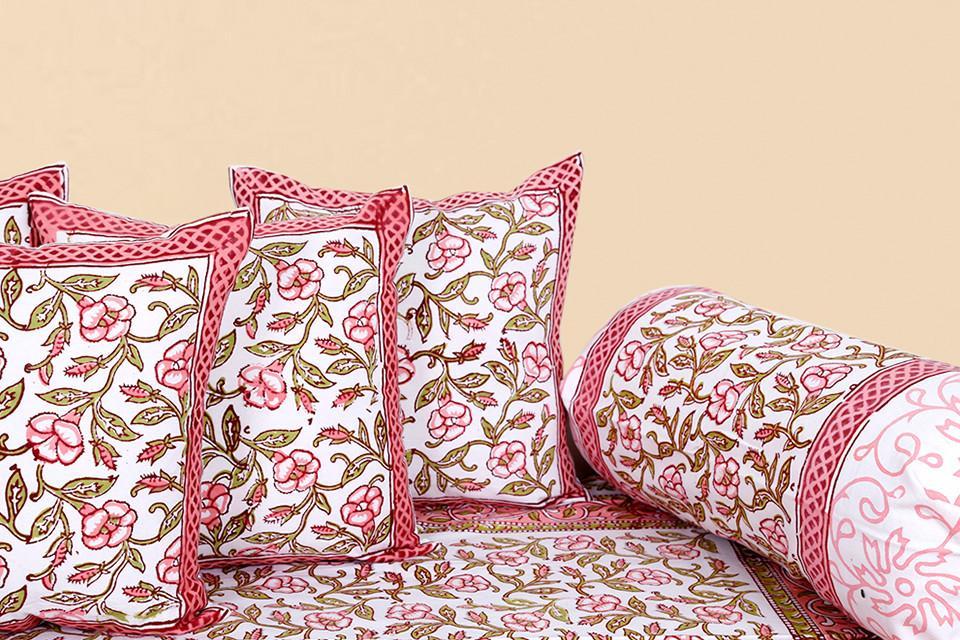 Cotton Diwan Set Floral Block Print (8183220801)