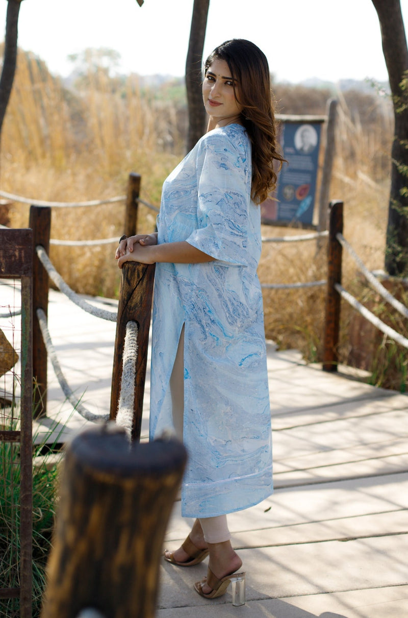 Sky Marble Cotton Kurta