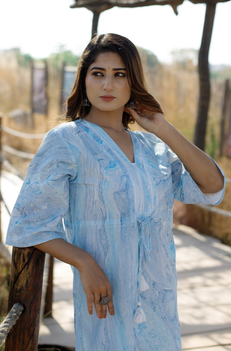 Sky Marble Cotton Kurta