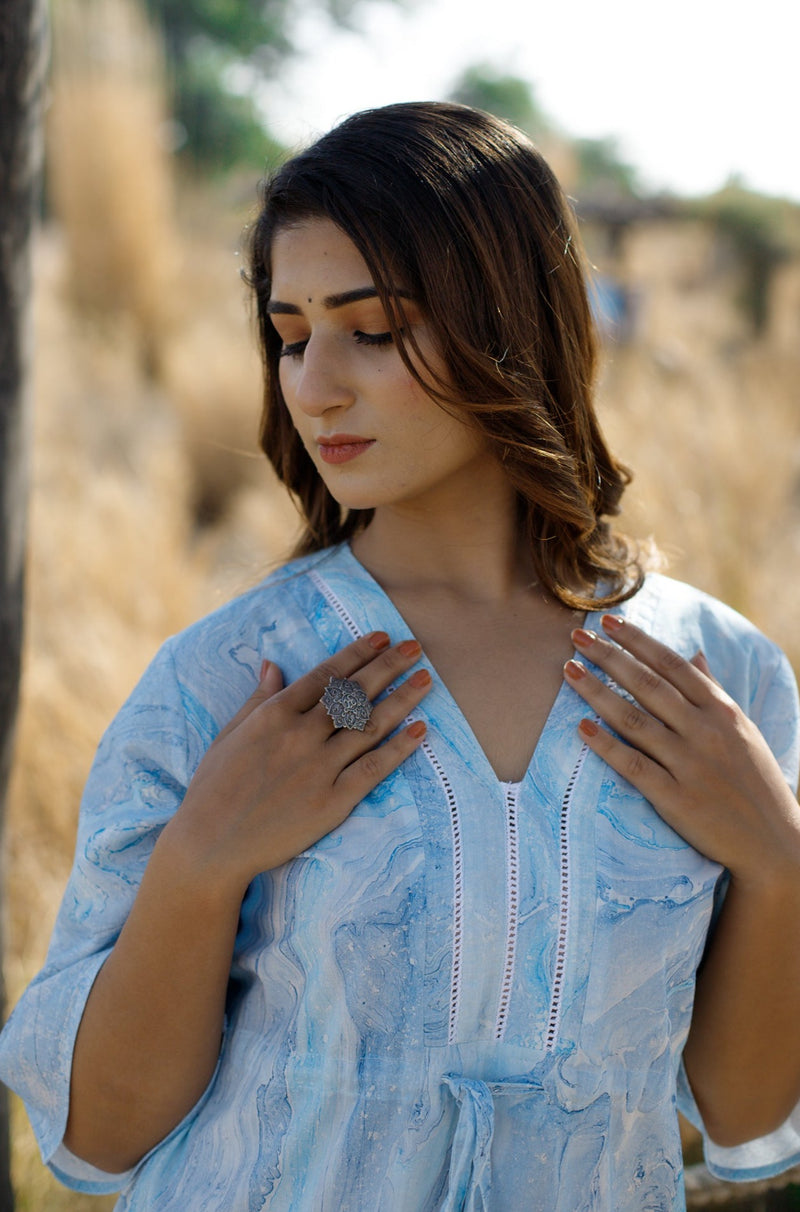 Sky Marble Cotton Kurta