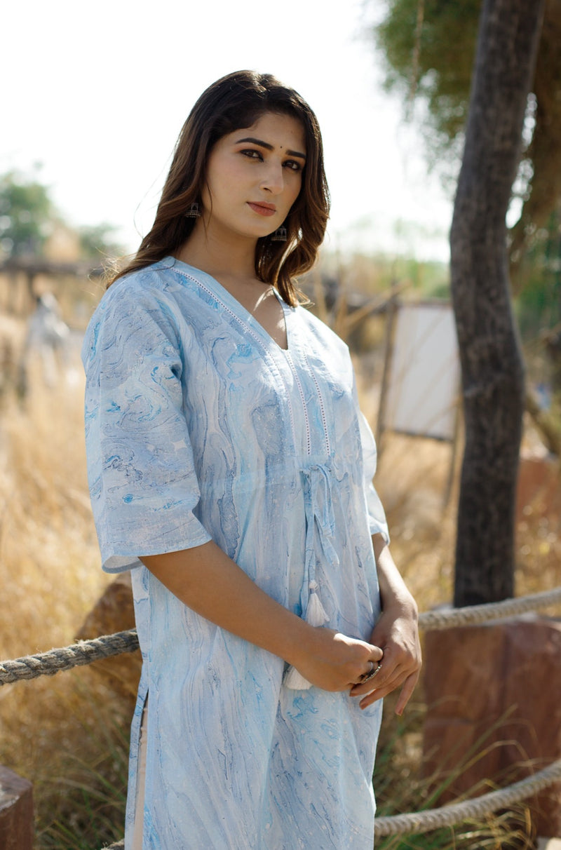 Sky Marble Cotton Kurta