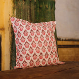 Cotton Cushion Cover Grey Pink Booti Block Print