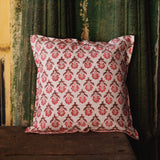 Cotton Cushion Cover Grey Pink Booti Block Print