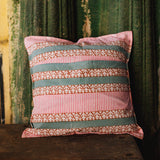 Cotton Cushion Cover Grey Pink Booti Block Print
