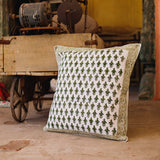 Cotton Cushion Cover Green Booti Block Print