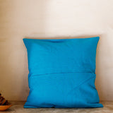 Cotton Cushion Cover Light Blue Floral Kantha Work