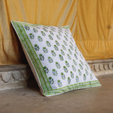 Cotton Cushion Cover Green Floral Booti Block Print