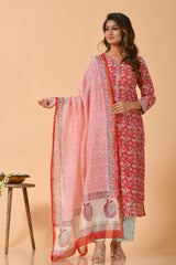 Falak by Fabric Lane Orange-Red Chanderi Suit Set (6838210723939)