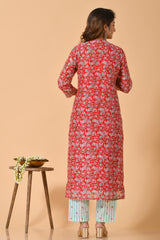 Falak by Fabric Lane Orange-Red Chanderi Suit Set (6838210723939)