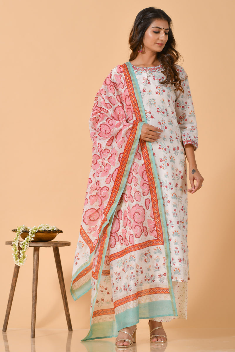 Falak by Fabric Lane White Chanderi Suit Set (6838210986083)