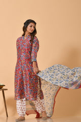 Falak by Fabric Lane Blue Lilies Chanderi Suit Set (6838211051619)