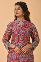 Falak by Fabric Lane Blue Lilies Chanderi Suit Set (6838211051619)