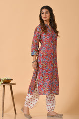 Falak by Fabric Lane Blue Lilies Chanderi Suit Set (6838211051619)