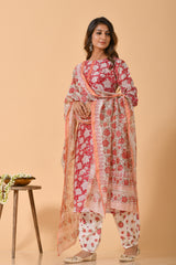 Falak by Fabric Lane White Rose Chanderi Suit Set (6838211117155)