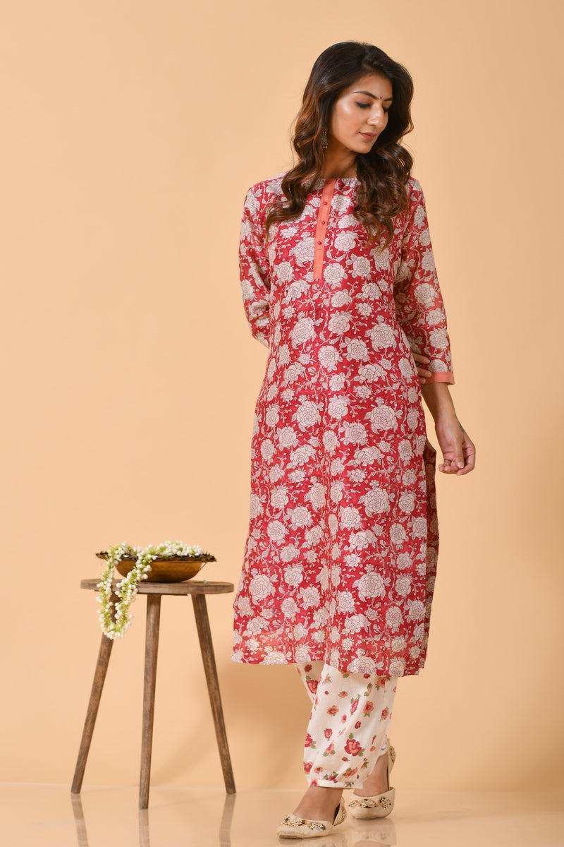 Falak by Fabric Lane White Rose Chanderi Suit Set (6838211117155)