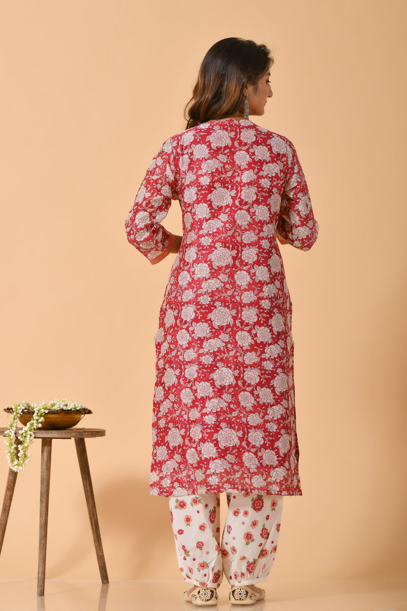 Falak by Fabric Lane White Rose Chanderi Suit Set (6838211117155)
