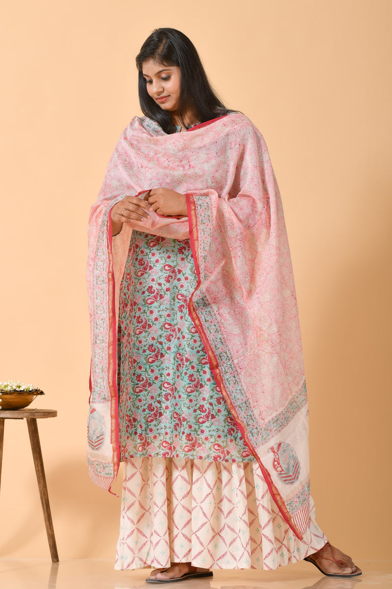 Falak by Fabric Lane Aqua Blue Paisley Chanderi Suit Set (6838211182691)
