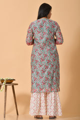 Falak by Fabric Lane Aqua Blue Paisley Chanderi Suit Set (6838211182691)