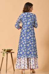 Falak by Fabric Lane Blue Rose Chanderi Suit Set (6838211248227)