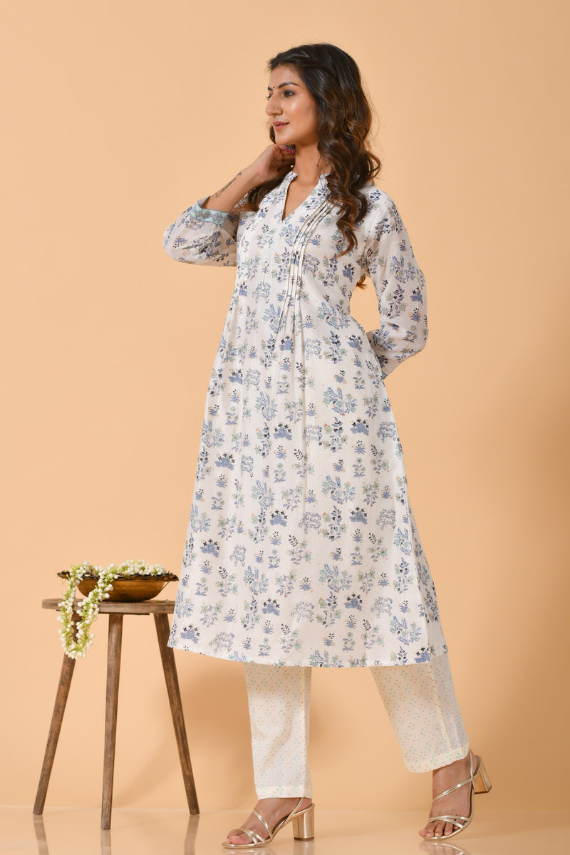 Falak by Fabric Lane Simply Blue Chanderi Suit Set (6838211280995)